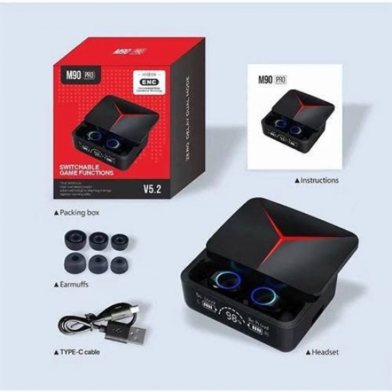 TWS M90 Pro True Wireless Earbuds with Touch Control and Long Lasting Battery.